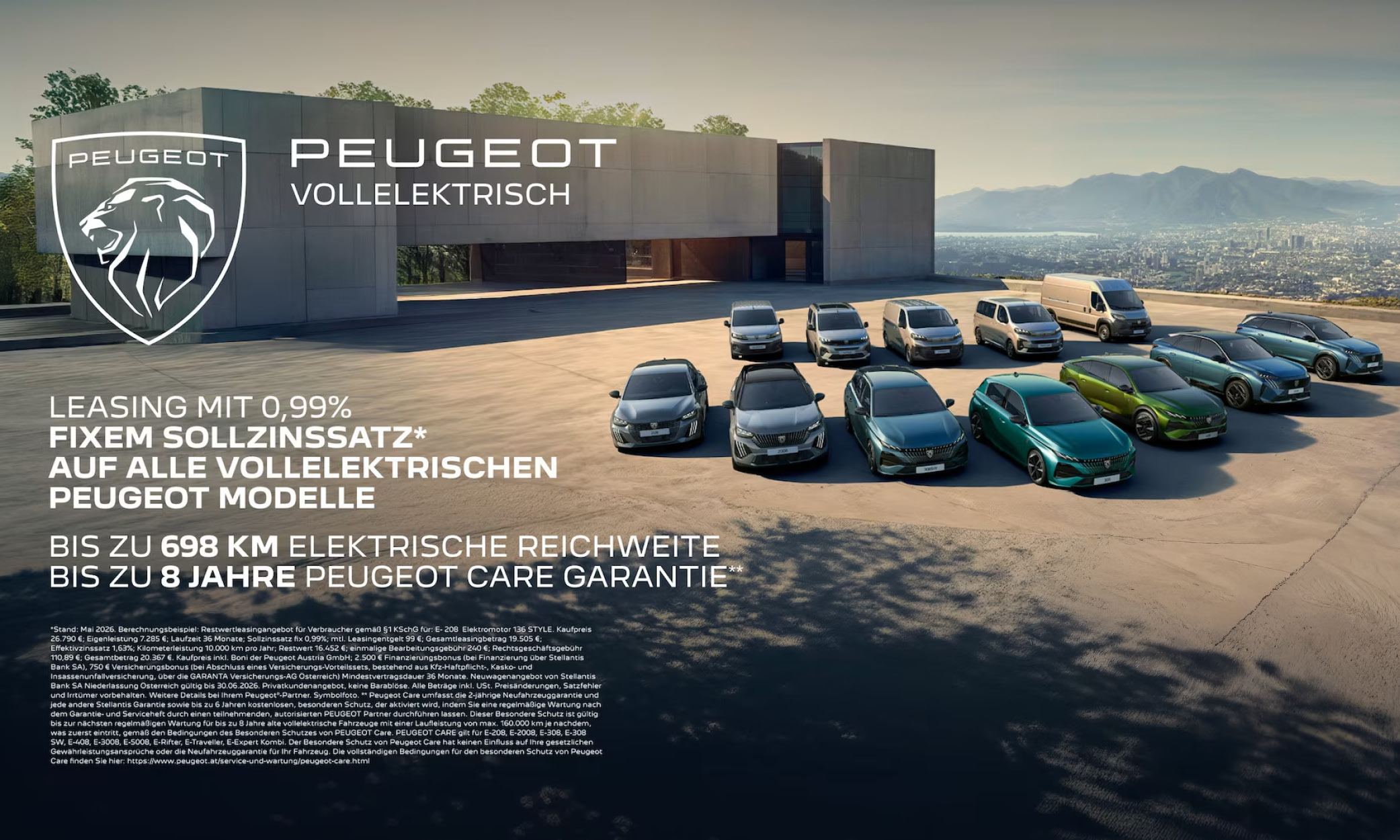 Peugeot Leasingangebote – Jetzt mit 0,99% fixem Sollzinssatz auf alle vollelektrischen Modelle*