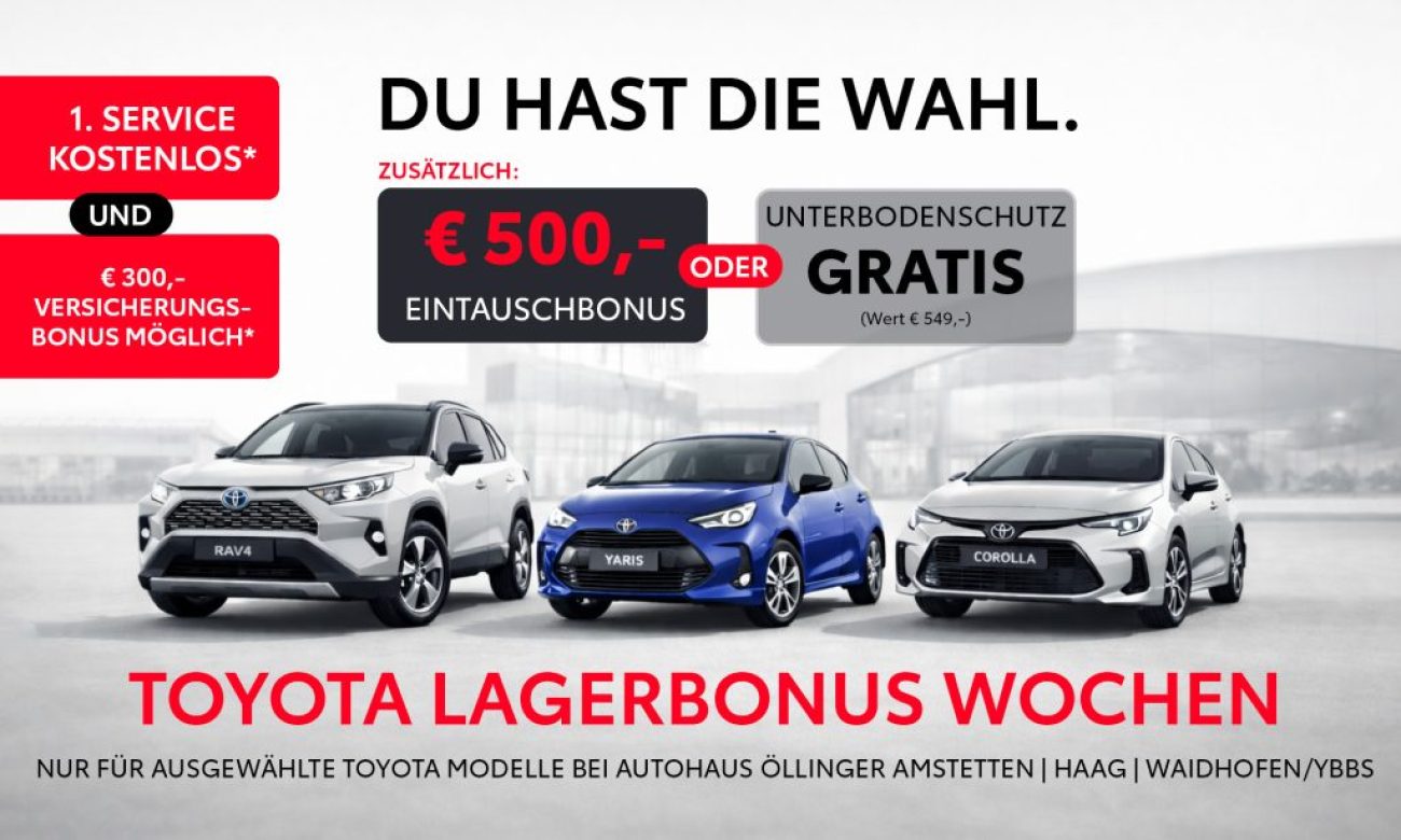 Toyota Lagerbonus Wochen bei Autohaus Öllinger
